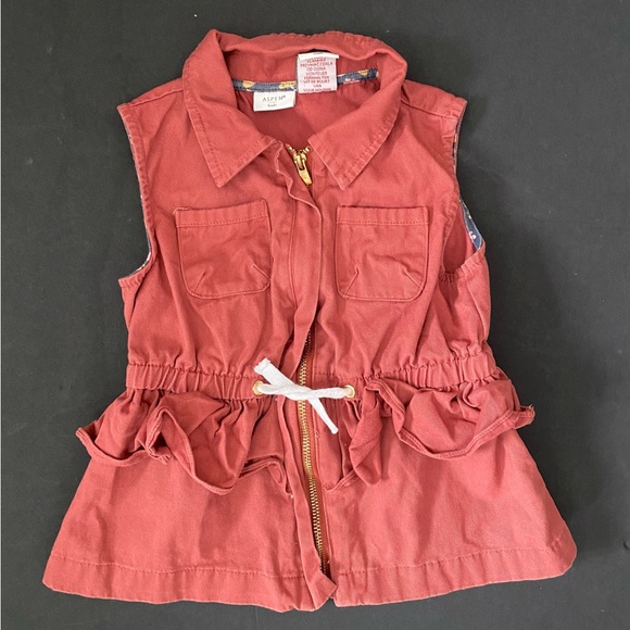 Aspen Kids Burnt Orange Zip Up Vest Dress Toddler Girls Size 5T Ruffled - Picture 1 of 8